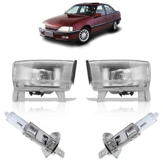 Kit Farol Milha Auxiliar + Lâmpada H3 Omega 1993 1994 1995 1996 1997 1998 Lente Lisa Vidro