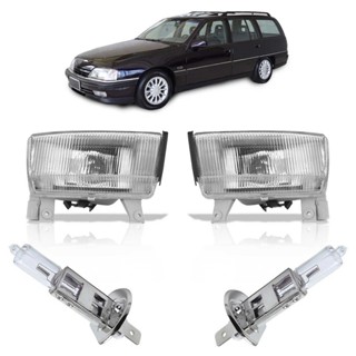 Kit Farol Milha Auxiliar + Lâmpada H3 Omega Suprema 1993 1994 1995 1996 1997 1998 Lente Estriada Vidro