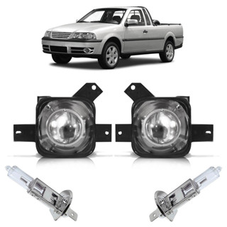 Kit Farol Milha Auxiliar + Lâmpada H3 Saveiro G3 2000 2001 2002 2003 2004 2005 Lente Lisa Vidro