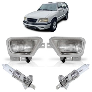 Kit Farol Milha Auxiliar + Lâmpada H3 Blazer 1999 2000 Lente Lisa Vidro