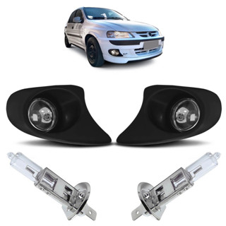 Kit Farol Milha Auxiliar + Lâmpada H3 Celta 2000 2001 2002 2003 2004 2005 2006 Lente Lisa Vidro
