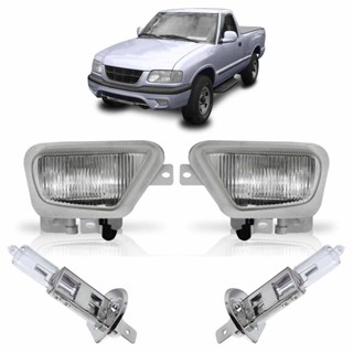 Kit Farol Milha Auxiliar + Lâmpada H3 S10 1999 2000 Lente Lisa Vidro