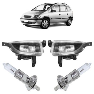 Kit Farol Milha Auxiliar + Lâmpada H3 Zafira 2000 2001 2002 2003 2004 2005 2006 Lente Lisa Vidro