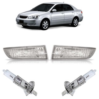 Kit Farol Milha Auxiliar + Lâmpada H3 Corolla 2003 2004 Lente Lisa Acrilico