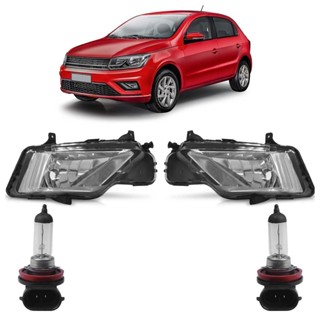 Kit Farol Milha Auxiliar + Lâmpada H8 Gol Track G7 2017 2018 Lente Lisa Cristal Acrilico
