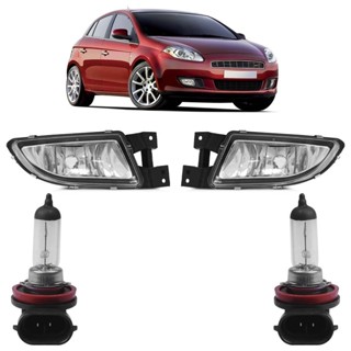Kit Farol Milha Auxiliar + Lâmpada H8 Bravo 2010 2011 2012 2013 2014 2015 Lente Lisa Vidro