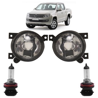 Kit Farol Milha Auxiliar + Lâmpada H8 Amarok 2010 2011 2012 2013 2014 Lente Lisa Vidro