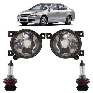 Kit Farol Milha Auxiliar + Lâmpada H8 Jetta 2007 2008 2009 2010 Lente Lisa Vidro