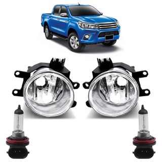 Kit Farol Milha Auxiliar + Lâmpada H8 Hilux 2016 2017 2018 2019 2020 Lente Lisa Acrilico