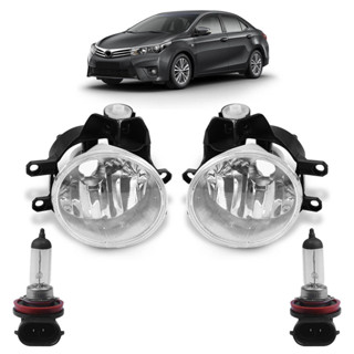 Kit Farol Milha Auxiliar + Lâmpada H8 Corolla 2015 2016 Lente Lisa Acrilico