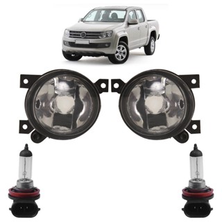 Kit Farol Milha Auxiliar + Lâmpada H11 Amarok 2010 2011 2012 2013 2014 Lente Lisa Vidro