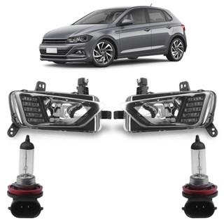 Kit Farol Milha Auxiliar + Lâmpada H11 Virtus 2018 2019 2020 Lente Lisa Acrilico