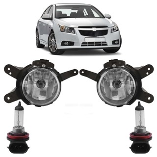 Kit Farol Milha Auxiliar + Lâmpada H11 Cruze 2010 2011 2012 2013 2014 Lente Lisa Acrilico