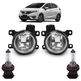 Kit Farol Milha Auxiliar + Lâmpada H11 Fit 2015 2016 Lente Lisa Vidro