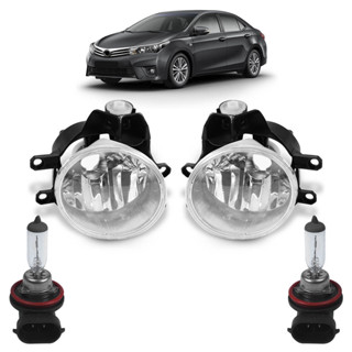 Kit Farol Milha Auxiliar + Lâmpada H11 Corolla 2015 2016 Lente Lisa Acrilico