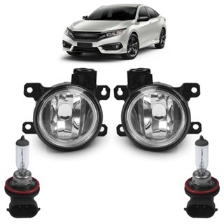 Kit Farol Milha Auxiliar + Lâmpada H11 New Civic 2015 2016 Lente Lisa Vidro