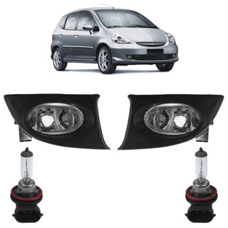 Kit Farol Milha Auxiliar + Lâmpada H11 Fit 2006 2007 2008 Lente Lisa Acrilico