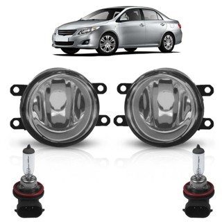 Kit Farol Milha Auxiliar + Lâmpada H11 Corolla 2009 2010 2011 Lente Lisa Vidro