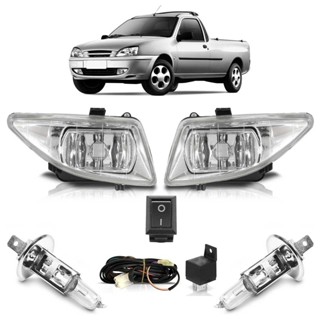 Kit Farol Milha Auxiliar Completo + Lâmpada H1 Courier 2000 2001 2002 2003 2004 2005 2006 2007 Lente Lisa Vidro