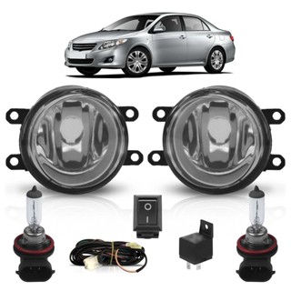 Kit Farol Milha Auxiliar Completo + Lâmpada H11 Corolla 2009 2010 2011 Lente Lisa Vidro