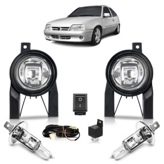 Kit Farol Milha Auxiliar Completo + Lâmpada H1 Kadett 1996 1997 1998 Lente Lisa Vidro