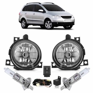 Kit Farol Milha Auxiliar Completo + Lâmpada H3 Spacefox 2003 2004 2005 2006 2007 2008 2009 2010 Lente Lisa Vidro