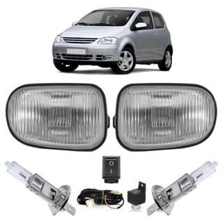 Kit Farol Milha Auxiliar Completo + Lâmpada H3 Fox 2003 2004 2005 2006 2007 2008 2009 2010 Lente Lisa Vidro