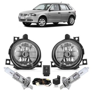 Kit Farol Milha Auxiliar Completo + Lâmpada H3 Gol 2006 2007 2008 2009 2010 2011 2012 2013 2014 Lente Lisa Vidro