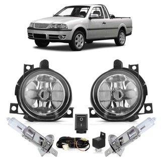 Kit Farol Milha Auxiliar Completo + Lâmpada H3 Saveiro 2006 2007 2008 2009 2010 2011 Lente Lisa Vidro