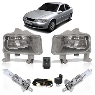 Kit Farol Milha Auxiliar Completo + Lâmpada H3 Vectra 1996 1997 1998 1999 Lente Estriada Vidro