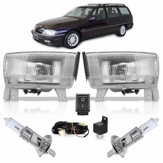 Kit Farol Milha Auxiliar Completo + Lâmpada H3 Omega Suprema 1993 1994 1995 1996 1997 1998 Lente Estriado Vidro