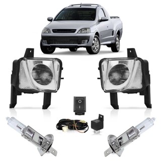 Kit Farol Milha Auxiliar Completo + Lâmpada H3 Montana 2003 2004 2005 2006 2007 2008 2009 2010 2011 2012 Lente Estriado Vidro