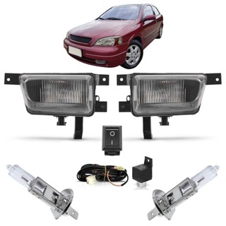 Kit Farol Milha Auxiliar Completo + Lâmpada H3 Astra Hatch 1998 1999 2000 2001 2002 Lente Estriado Vidro