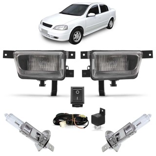 Kit Farol Milha Auxiliar Completo + Lâmpada H3 Astra Sedan 1998 1999 2000 2001 2002 Lente Estriado Vidro