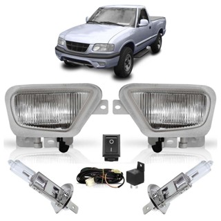 Kit Farol Milha Auxiliar Completo + Lâmpada H3 S10 1999 2000 Lente Lisa Vidro