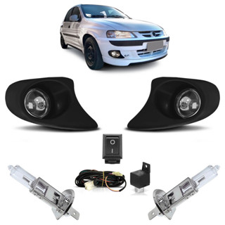 Kit Farol Milha Auxiliar Completo + Lâmpada H3 Celta 2000 2001 2002 2003 2004 2005 2006 Lente Lisa Vidro