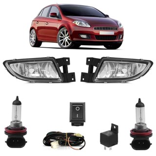 Kit Farol Milha Auxiliar Completo + Lâmpada H8 Bravo 2010 2011 2012 2013 2014 2015 Lente Lisa Vidro