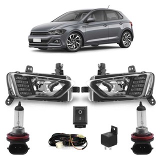Kit Farol Milha Auxiliar Completo + Lâmpada H8 Polo 2017 2018 2019 2020