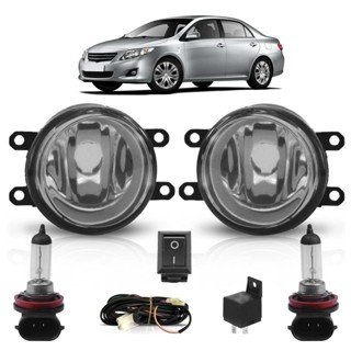 Kit Farol Milha Auxiliar Completo + Lâmpada H8 Corolla 2009 2010 2011 Lente Lisa Vidro