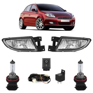 Kit Farol Milha Auxiliar Completo + Lâmpada H11 Bravo 2010 2011 2012 2013 2014 2015 Lente Lisa Vidro