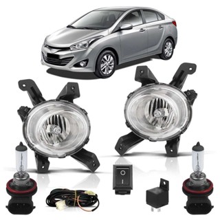 Kit Farol Milha Auxiliar Completo + Lâmpada H11 HB20 2012 2013 2014 2015 Lente Lisa Acrilico