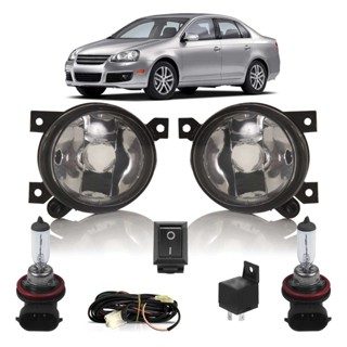 Kit Farol Milha Auxiliar Completo + Lâmpada H11 Jetta 2007 2008 2009 2010 Lente Lisa Vidro