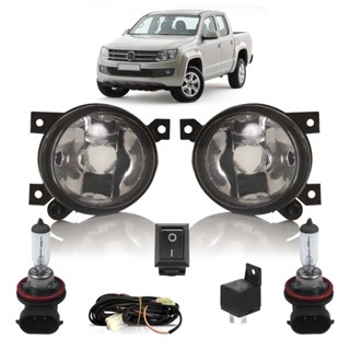 Kit Farol Milha Auxiliar Completo + Lâmpada H11 Amarok 2010 2011 2012 2013 2014 Lente Lisa Vidro