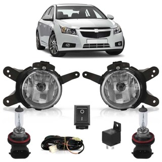 Kit Farol Milha Auxiliar Completo + Lâmpada H11 Cruze 2010 2011 2012 2013 2014 Lente Lisa Acrilico