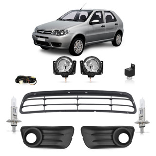 Kit Palio Economy 2011 2012 2013 2014 2015 2016 2017 Kit Farol Milha Auxiliar + Grade Inferior Dianteira Preta + Lâmpada H1 Halógena