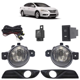 Kit Farol Milha Auxiliar Completo Sentra 2014 2015 2016 Com Furo Milha Preto Texturizado
