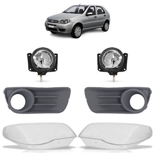 Kit Palio Economy 2011 2012 2013 2014 2015 2016 2017 Par Lente do Farol Dianteiro + Par Moldura Grade do Milha Sem Furo para Milha + Par Farol de Milha Auxiliar
