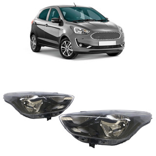 Farol Dianteiro Ka 2019 2020 2021 2022 2023 Máscara Negra Foco Simples Lente Lisa Acrilico
