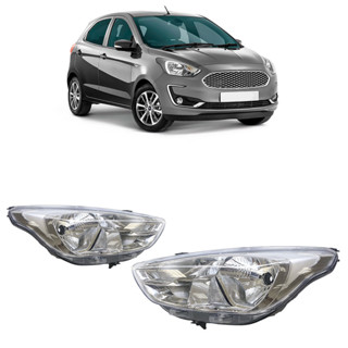 Farol Dianteiro Ka 2019 2020 2021 2022 2023 Máscara Cromada Lente Lisa Acrilico