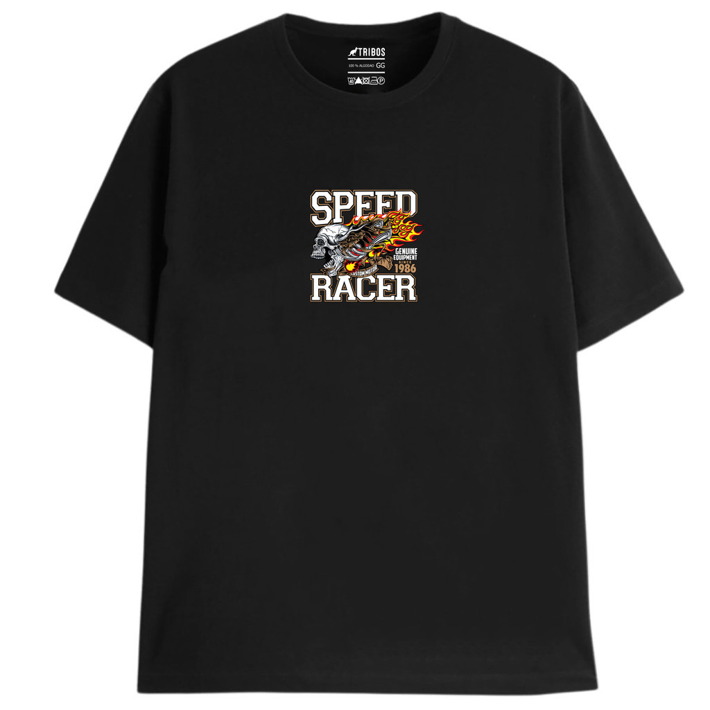 Camiseta preta masculina de algodao Premium Speed Racer